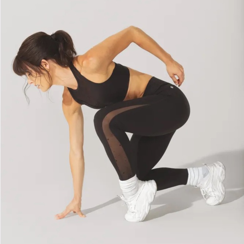 Popflex Black Mesh Tights with Mesh Side Panel, Small